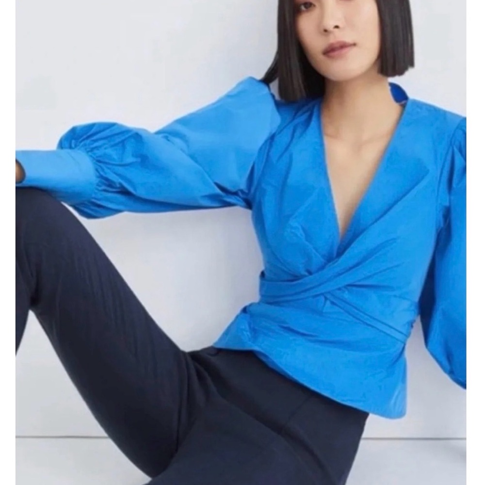 Veronica Beard Royal Blue Wrap Shirt